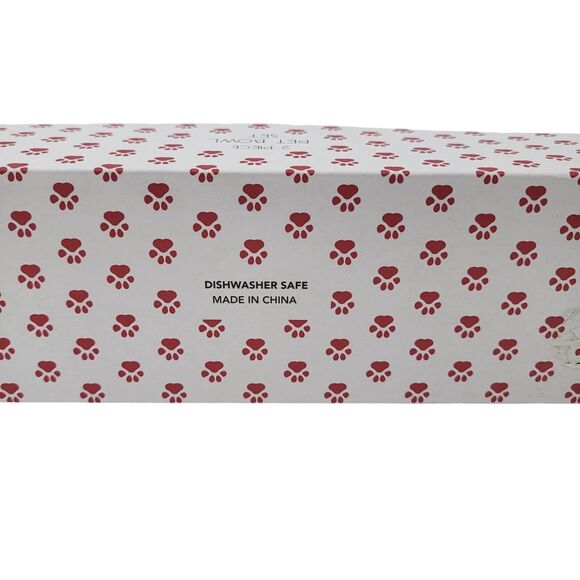 Two 2 Piece Pet Bowl Set Red Christmas Reindeer Water Food Cat Dog Ceramic NEW - Picture 4 of 5